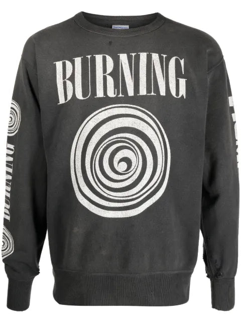SAINT MXXXXXX slogan-print distressed-finish sweatshirt