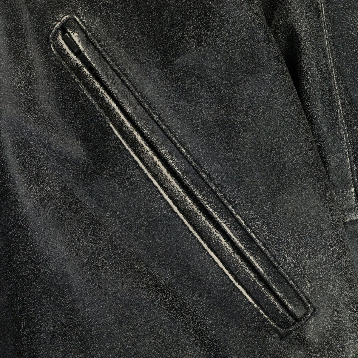BLACK DISTRESSED BIKER LEATHER JACKET