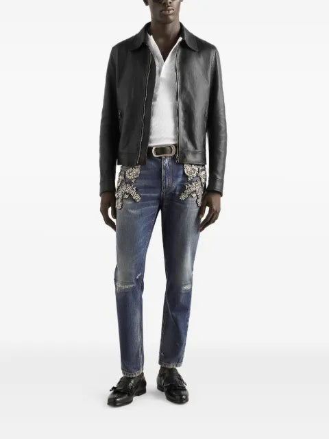 Dolce & Gabbana zip leather coat