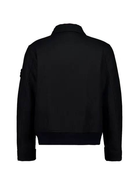Stone Island button-up logo-patch wool jacket