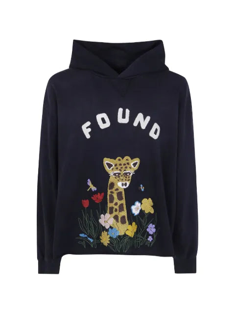 FOUND embroidered logo-patch hoodie