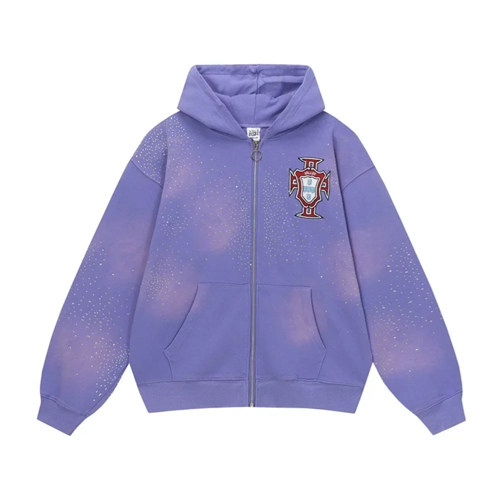 Vale Forever Vale Crest Rhinestone Zip Hoodie — Purple