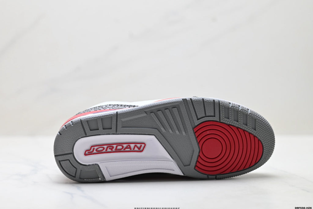 Air Jordan 3 Retro White Fire Red Cement Sneakers