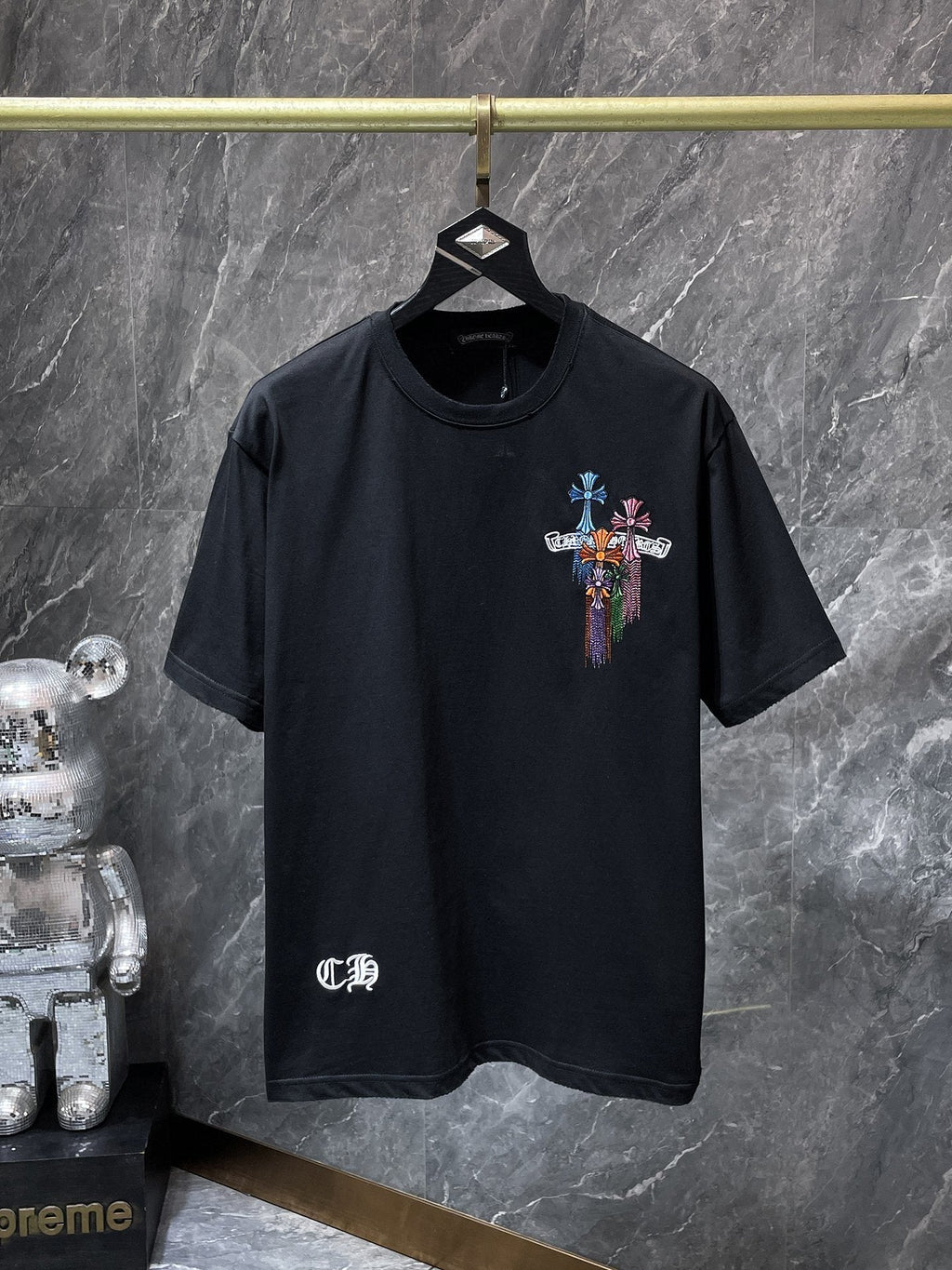 Chrome Hearts Floral Cross Embroidered T-Shirt