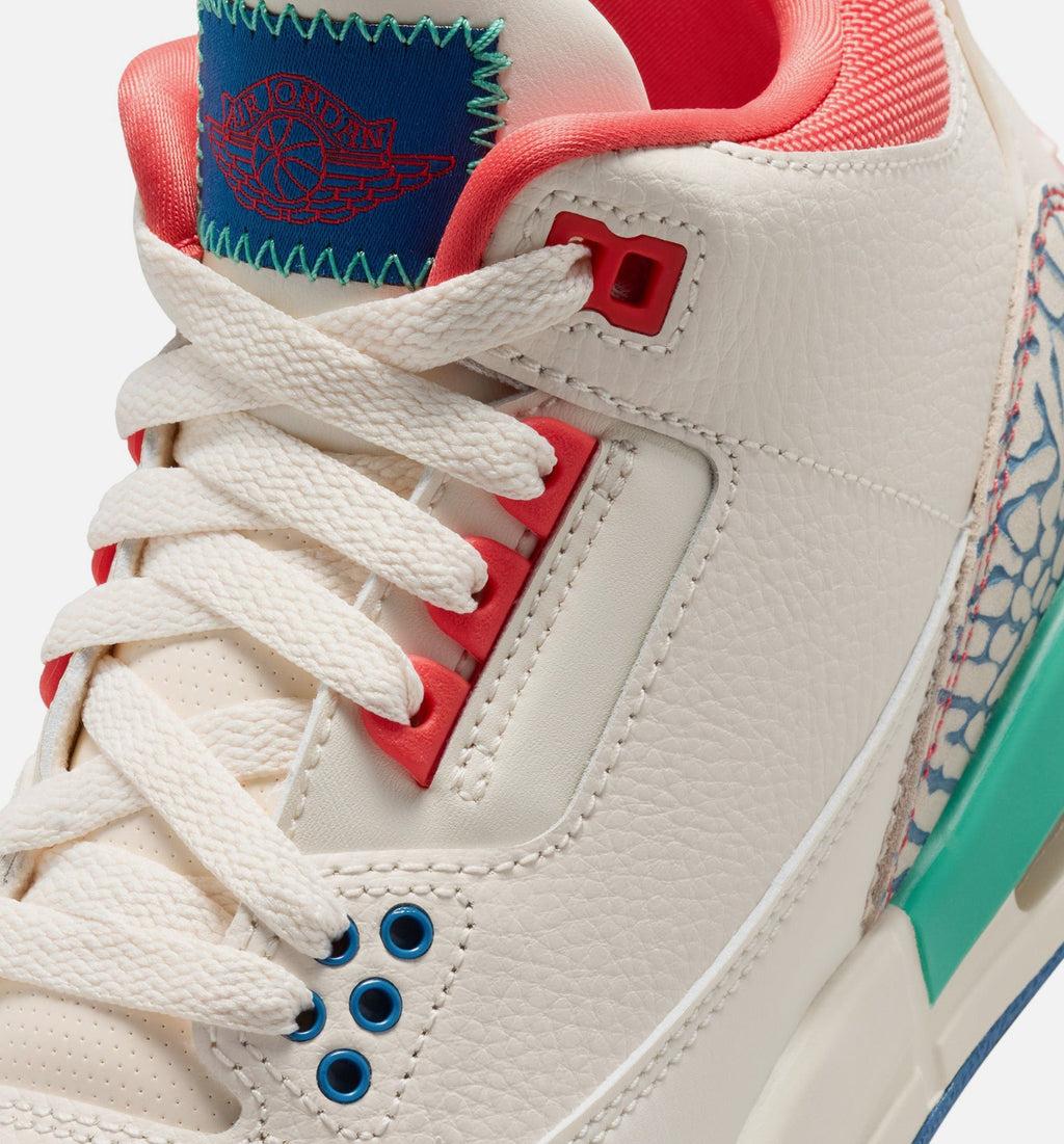 Air Jordan 3 Retro Play Your Way Big Kids' Sneakers - Chalk White / Red / True Blue / Green