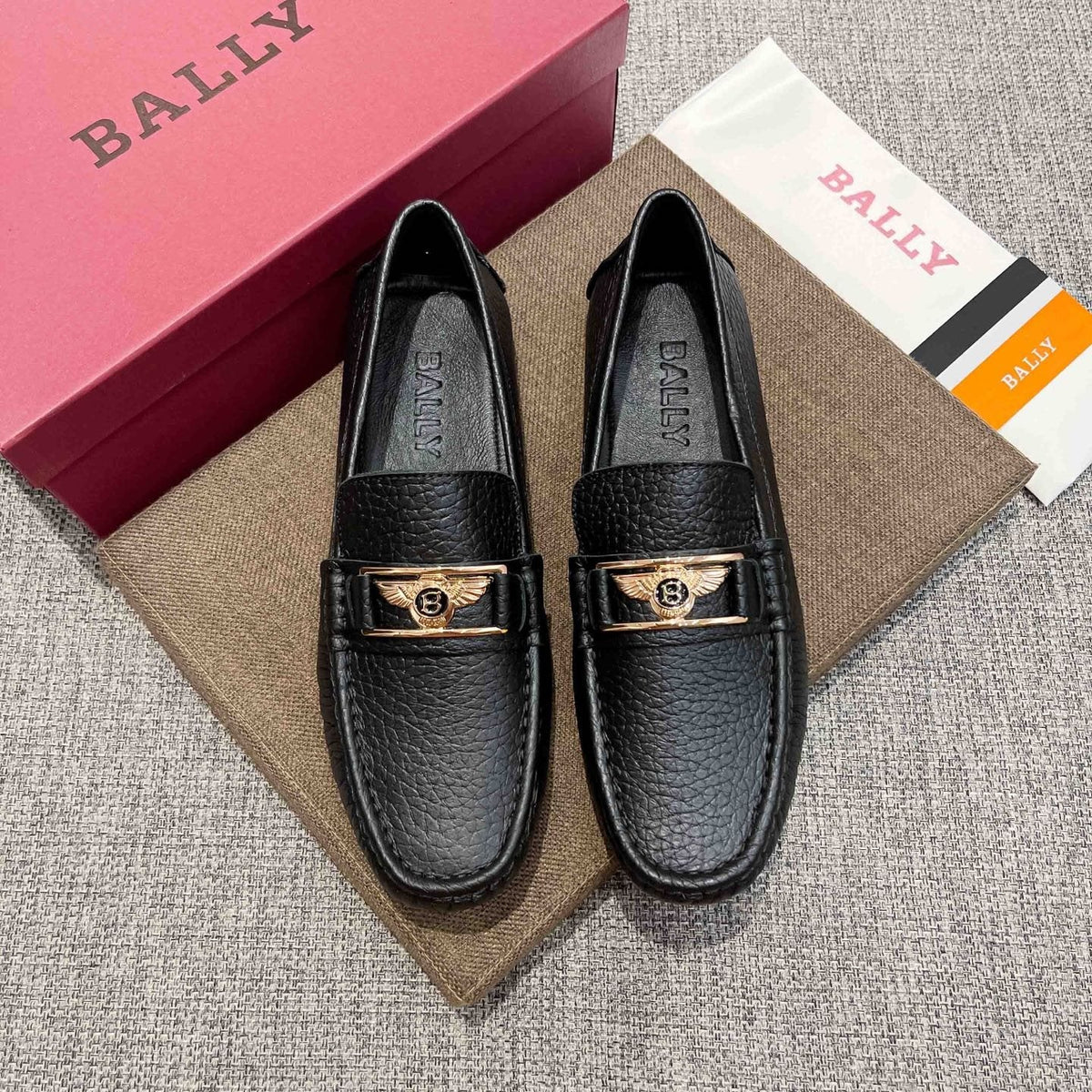 Bally Men's Black Textured Slip-On Loafers