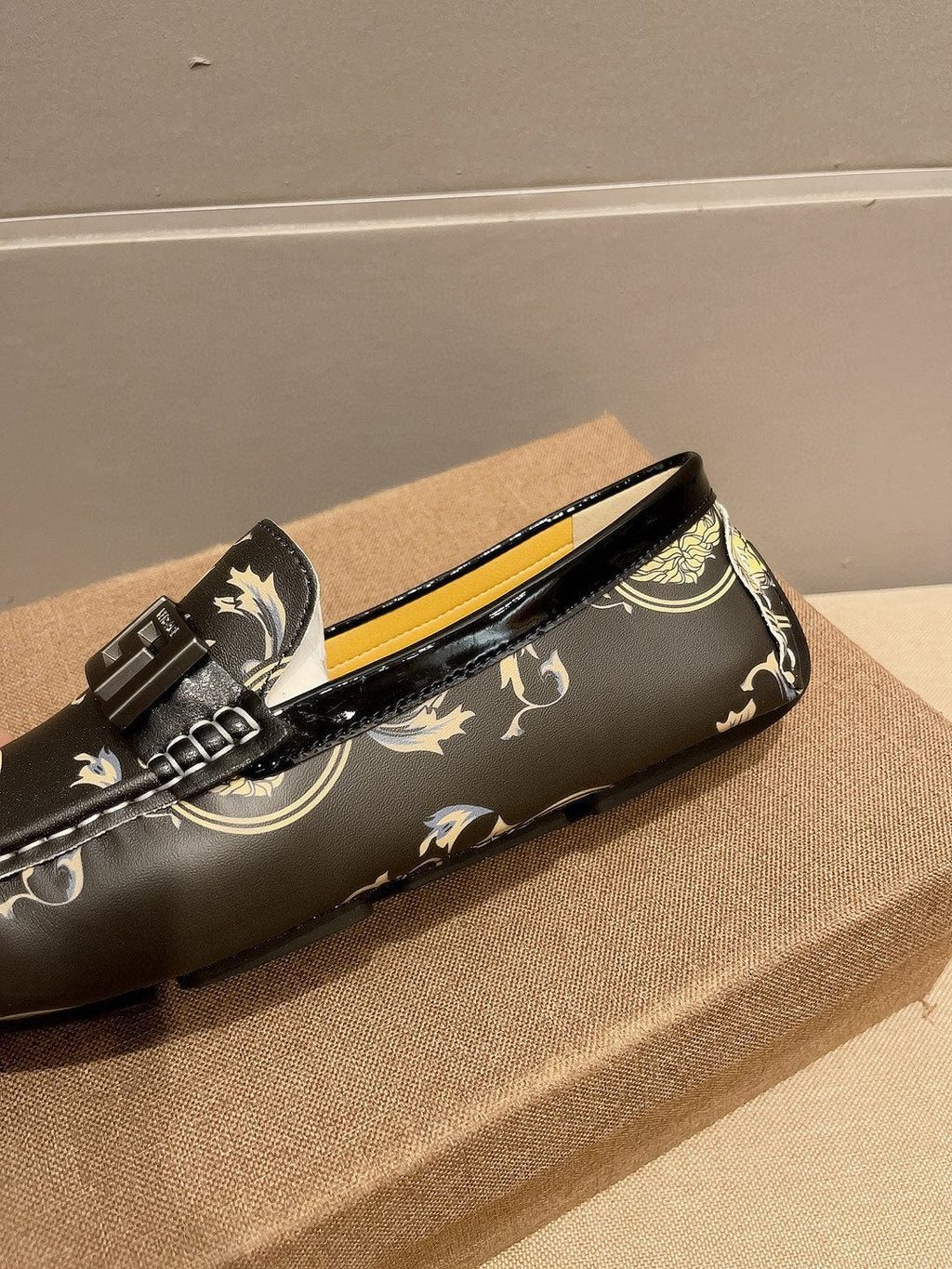 Versace Men's Black & Gold Slip-On Loafers