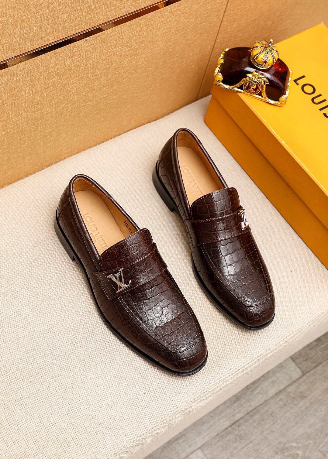 Louis Vuitton Embossed Metal-Accent Loafers
