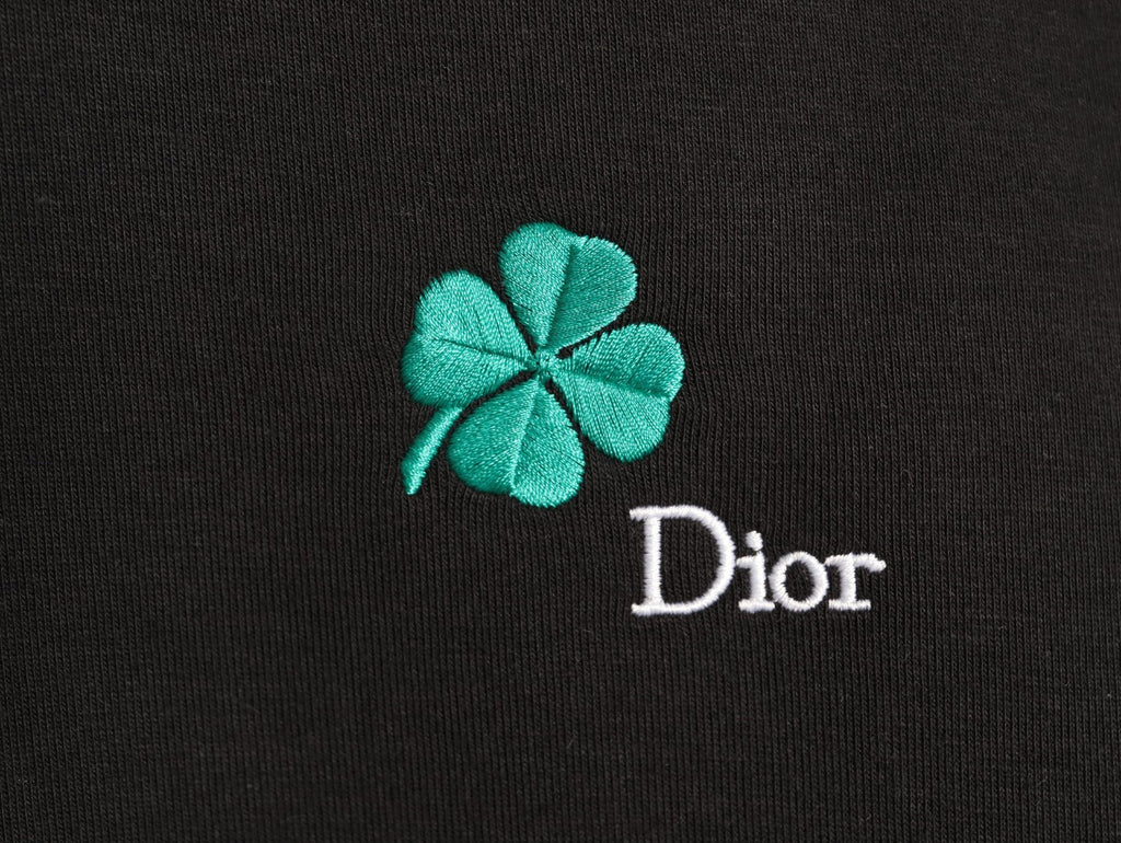Dior 26FW Black Four-Leaf Clover Embroidered Crewneck Sweatshirt