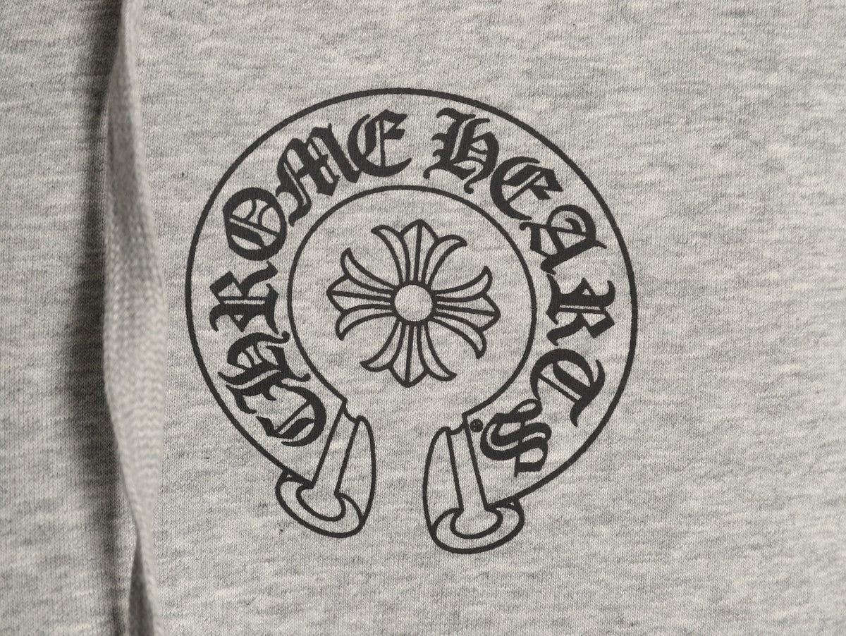 Chrome Hearts Horseshoe and Gothic-Lettering Zip Hoodie - Light Gray